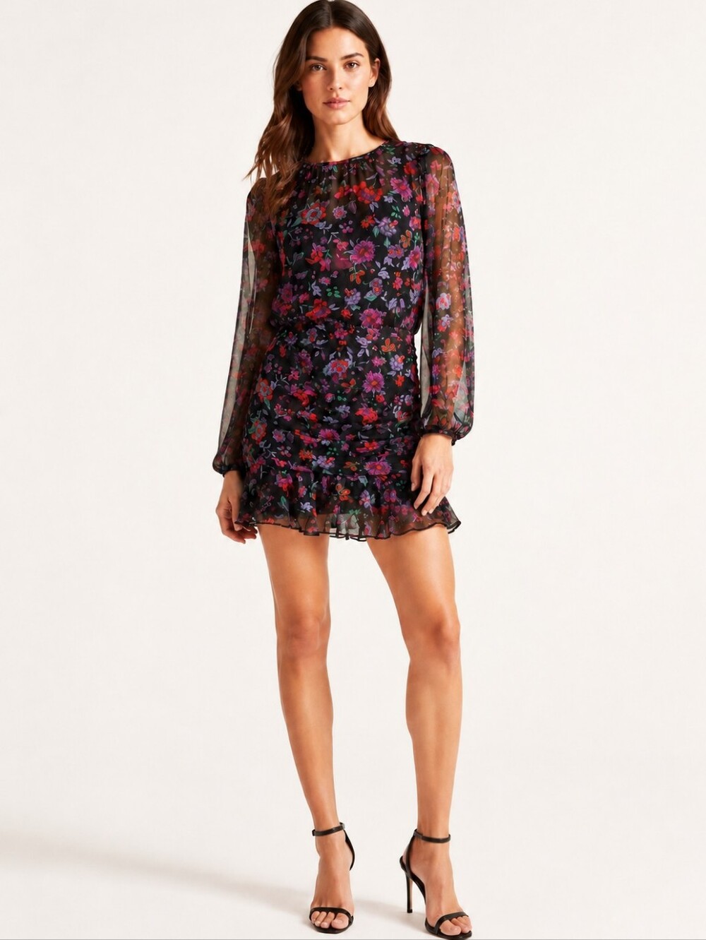 Veronica Beard Silk Floral Ruched Ruffle Robin Dress Size 4